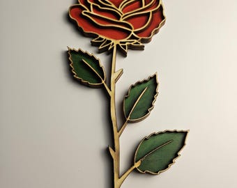 Laser geschnittene lange Stiel Rose - SVG Digital Download | Rosa Rose Vektor für DIY Projekte