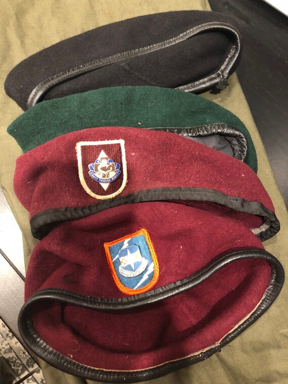 Collection of Vintage Berets Black Ranger Before Changing to Etsy