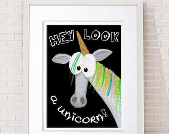 Unicorn print, Hey look, a unicorn! Sparkly unicorn. Funny print.