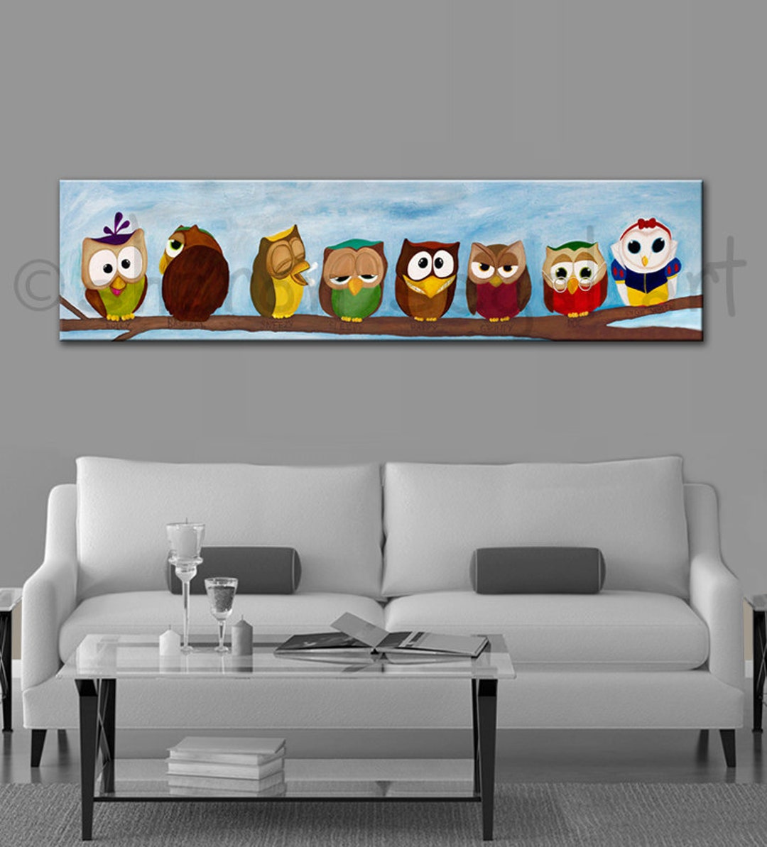 Snow White and the Seven Owls Canvas Print, Gallery Wrapped Canvas ...