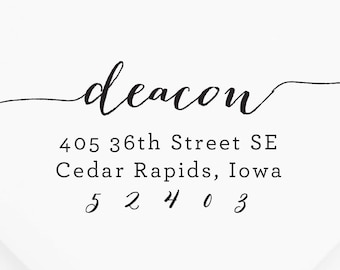 Return Address Stamp #59 - Wooden or Self-Inking - Personalized - Gift, Wedding, Newlywed, Housewarming - INCLUDES HANDLE