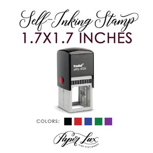 May include: Self-inking stamp with a black and silver design. The stamp is 1.7 x 1.7 inches and has the text "trodat printy 4924" on it. The stamp is available in black, red, blue, green, and purple.