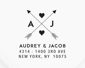 Return Address Stamp #26 - Wooden or Self-Inking - Personalized - Gift, Wedding, Newlywed, Housewarming - INCLUDES HANDLE