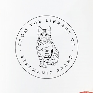 Library Stamp #47 - Custom Pet Illustration Stamp - Wooden or Self-Inking - Bookplate Stamp, Ex Libris Stamp, School Stamp - Personalized