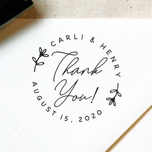 Thank You Stamp #24 - Wooden or Self-Inking - Modern Calligraphy - Personalized Wedding Stamp, Wedding Favor, Tag Stamp — INCLUDES HANDLE