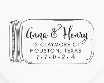 Return Address Stamp #42 - Wooden or Self-Inking - Personalized - Gift, Wedding, Newlywed, Housewarming - INCLUDES HANDLE