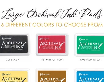 Large 6"x4" Archival Ink Pad | Rubber Stamp Pad | 6 Colors to Choose From