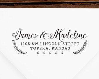 Return Address Stamp #17 - Wooden or Self-Inking - Personalized - Gift, Wedding, Newlywed, Housewarming - INCLUDES HANDLE