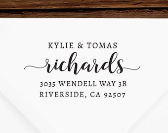 Return Address Stamp #85 - Wooden or Self-Inking - Personalized - Gifts, Weddings, Newlyweds, Housewarming - INCLUDES HANDLE