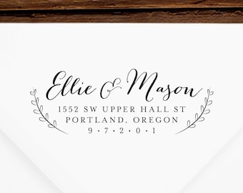 Return Address Stamp #40 - Wooden or Self-Inking - Personalized - Gifts, Weddings, Newlyweds, Housewarming - INCLUDES HANDLE
