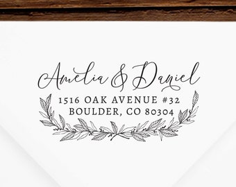 Return Address Stamp #118 - Wooden or Self-Inking - Personalized - Gifts, Weddings, Newlyweds, Housewarming - INCLUDES HANDLE