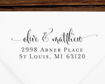 Return Address Stamp #47 - Wooden or Self-Inking - Personalized - Gift, Wedding, Newlywed, Housewarming - INCLUDES HANDLE