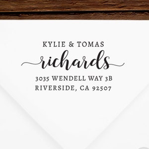 Return Address Stamp #85 - Wooden or Self-Inking - Personalized - Gifts, Weddings, Newlyweds, Housewarming - INCLUDES HANDLE