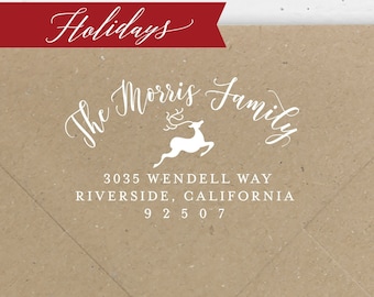 Holiday Return Address Stamp #20 - Wooden or Self-Inking - Christmas Address Stamp - Personalized - INCLUDES HANDLE