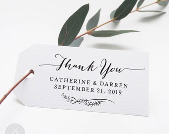 Thank You Stamp #1 - Wooden or Self-Inking - Calligraphy - Wedding Favors, Wedding Stamp, Tag Stamp - Personalized — INCLUDES HANDLE