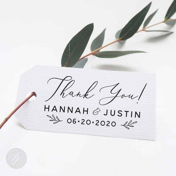 Thank You Stamp #26 - Wooden or Self-Inking - Calligraphy - Wedding Favors, Wedding Favor Stamp, Tag Stamp - Personalized — INCLUDES HANDLE