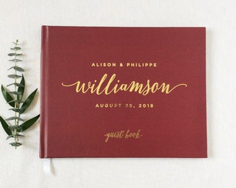 Real Foil Wedding Guest Book #22 - Hardcover - Wedding Guestbook, Custom Guest Book, Guestbooks, Personalized Guest Book - Gold