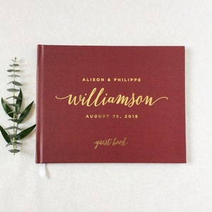 Real Foil Wedding Guest Book - Personalized Hardcover Wedding Guestbook, Custom Gold Foil Guest Book, Horizontal Guest Book #22