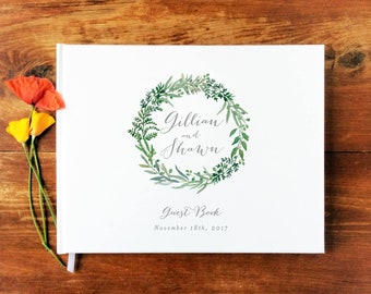 Wedding Guest Book Landscape #13 - Hardcover - Wedding Guestbook, Custom Guest Book, Personalized Guest Book, Wedding Guestbooks - Botanical