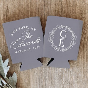Initial Monogram Wedding Can Coolers: Personalized Wedding Favors