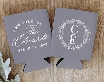 Initial Monogram Wedding Can Coolers: Personalized Wedding Favors