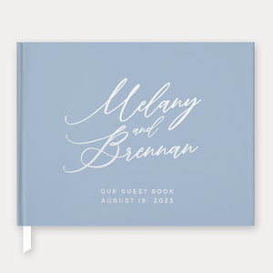 Silver Foil Wedding Guest Book - Placid Hardcover - Modern Calligraphy Wedding Guestbook - Personalized Guest Book - Horizontal Book #39