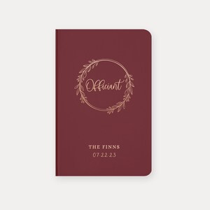 Cahier des célébrants de mariage n°1 - option véritable feuille d'aluminium - carnet des célébrants de mariage, livre des célébrants de mariage personnalisé, livret des célébrants