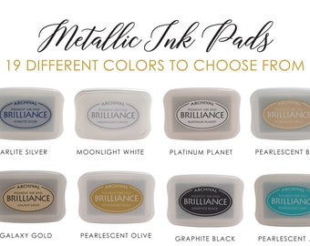 Brilliance Metallic Archival Ink Pads | Pigment Ink Pad | Rubber Stamp Pad | 19 Colors to Choose From