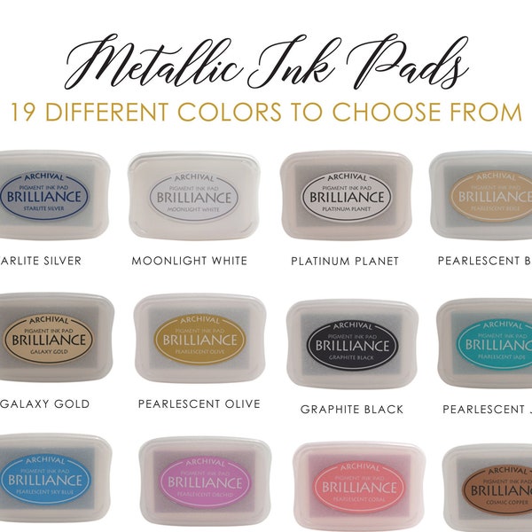 Brilliance Metallic Archival Ink Pads | Pigment Ink Pad | Rubber Stamp Pad | 19 Colors to Choose From