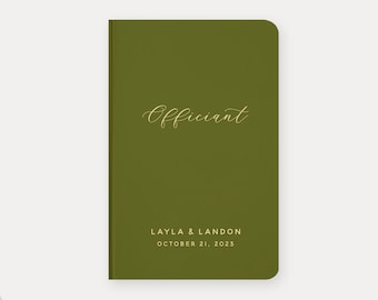 Wedding Officiant Book #11 - Real Foil Option -  Wedding Officiant Notebook, Custom Marriage Commissioner Book, Officiant Booklet