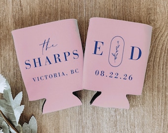 Monogram Wedding Can Coolers: Personalized Wedding Favors