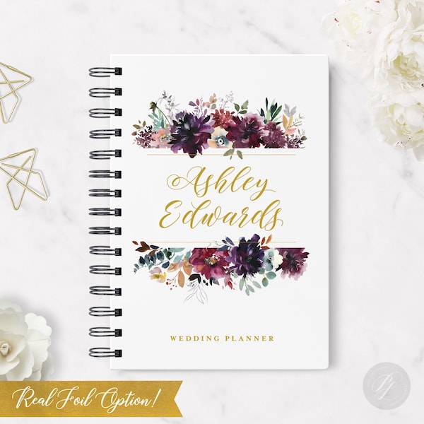 Wedding Planner #9 - Hardcover - Coil Bound - Tabbed - Customized Wedding Planner, Planner for Bride, Wedding Organizer - Real Foil Option