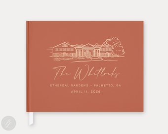 Custom Venue Wedding Guest Book – Foil Hardcover Sign-In Book – Personalized with Names & Date – Design #57