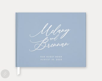 Foil Wedding Guest Book #39 - Modern Calligraphy - Wedding Guestbook, Horizontal Guest Book, Personalized Guest Book, Hardcover Guest Book