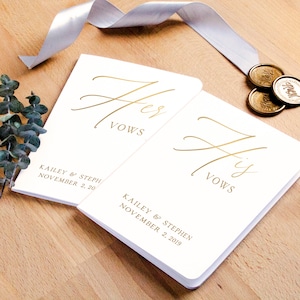 Real Foil Wedding Vow Book #1 - Wedding Vow Book Set, Bride and Groom Vows, Bride Vow Book, Groom Vow Book - Gold, Rose Gold, or Silver Foil