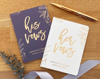 Real Foil Wedding Vow Book #2 - Wedding Vow Book Set, Bride and Groom Vows, Bride Vow Book, Groom Vow Book - Gold, Rose Gold, or Silver Foil