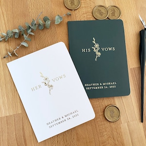Real Foil Wedding Vow Book #10 - Wedding Vow Book Set, Bride and Groom Vows, Bride Vow Book, Groom Vow Book - Gold, Rose Gold, Silver Foil
