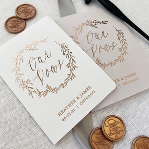 Real Foil Wedding Vow Book #7 - Wedding Vow Book Set, Bride and Groom Vows, Bride Vow Book, Groom Vow Book - Gold, Rose Gold, or Silver Foil