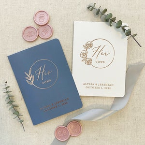 Real Foil Wedding Vow Book #6 - Wedding Vow Book Set, Bride and Groom Vows, Bride Vow Book, Groom Vow Book - Gold, Rose Gold, or Silver Foil