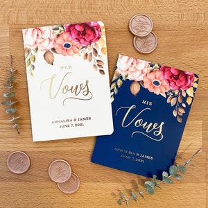 Real Foil Wedding Vow Book #5 - Wedding Vow Book Set, Bride and Groom Vows, Bride Vow Book, Groom Vow Book - Gold, Rose Gold, or Silver Foil
