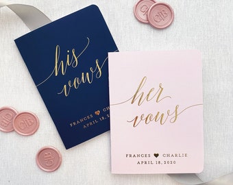 Real Foil Wedding Vow Book #3 - Wedding Vow Book Set, Bride and Groom Vows, Bride Vow Book, Groom Vow Book - Gold, Rose Gold, or Silver Foil