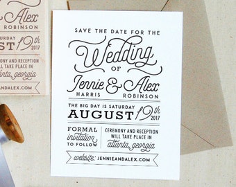 Save the Date Stamp #17 - Modern Rustic - Personalized