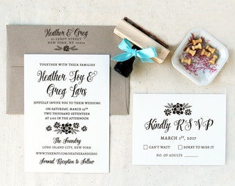 Wedding Invitation Stamp Suite #6 - Calligraphy - Personalized - Invitation, RSVP, Return Address Stamp