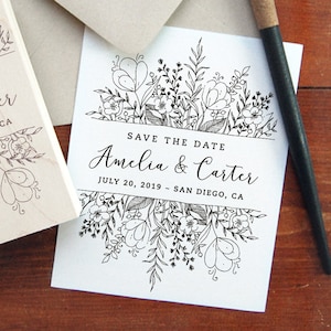 Save the Date Stamp #27 - Botanical - Personalized