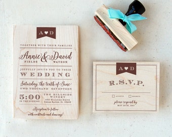 Wedding Invitation Stamp Suite #5 - Rustic - Calligraphy - Personalized - Invitation, RSVP, Return Address Stamp