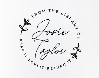 Personalized Library Stamp: Custom Book Stamp, Ex Libris (Wooden or Self-Inking)