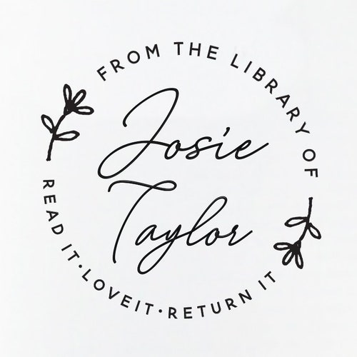 Library Stamp 25 Wooden or Selfinking Calligraphy Etsy