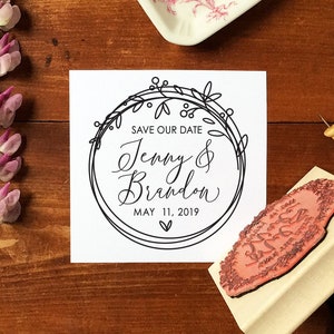 Save the Date Stempel #32 - Kalligraphie - Personalisiert - Floral - Botanisch - Hochzeitsstempel - Individuelle Hochzeitsstempel Hochzeit