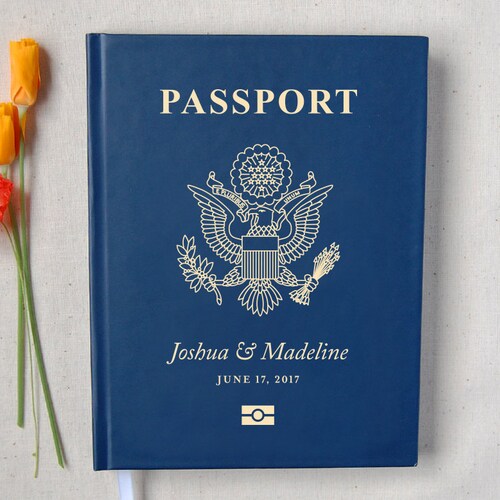Passport Wedding Guest Book Hardcover Wedding Guestbook Etsy