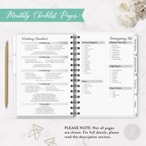 Wedding Planner 19 Hardcover Coil Bound Tabbed Customized Wedding Planner, Planner for Bride, Wedding Organizer Real Foil Option image 3